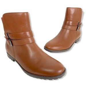 Isaac Mizrahi Live Quik Ankle Boots Brown Leather